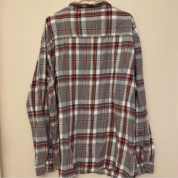 Columbia mens Burgundy gray 100% cotton plaid Long Sleeve button up Shirt-4X - Picture 2 of 9